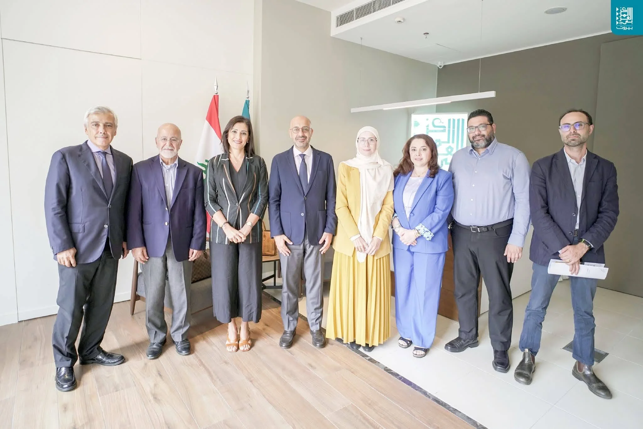 Group gathering at the Arab Center for Research and Policy Studies in Beirut
